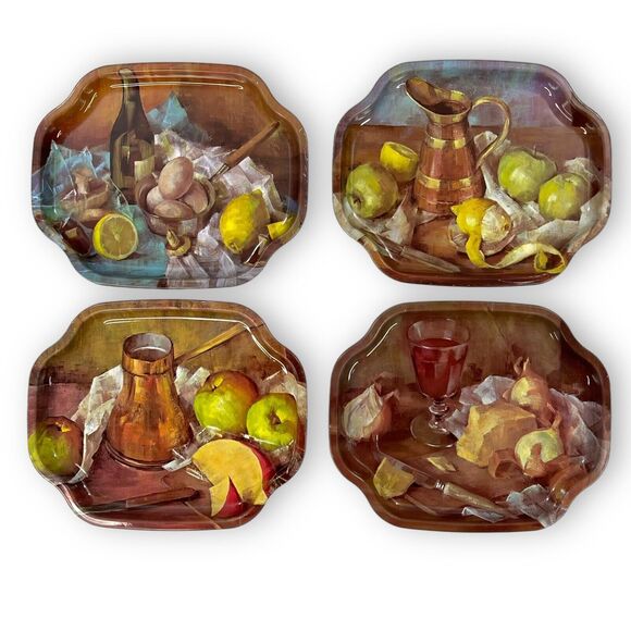 Vintage 4-Pack Elite Trays England Dessert Tea Service Fruit Small Trays 7.5" - Picture 2 of 16